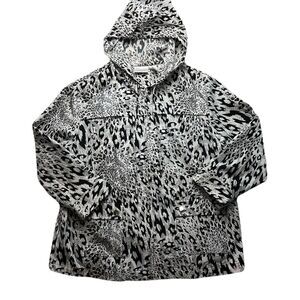 Chico’s Zenergy Size 0 Multicolor Animal Print Rain Windbreaker 3/4 Slv Full Zip